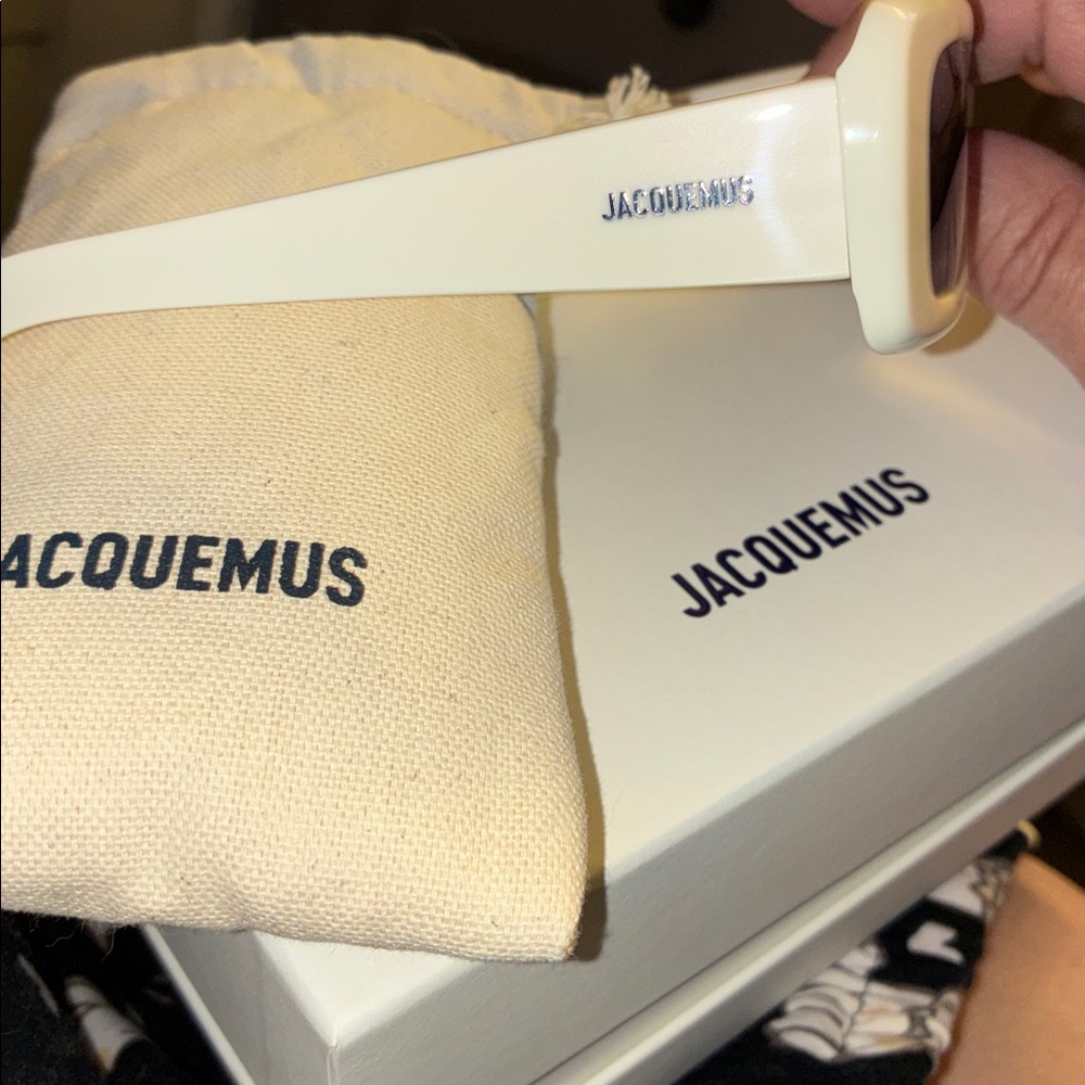 Jacquemus Cream Rectangular Sunglasses - image 2